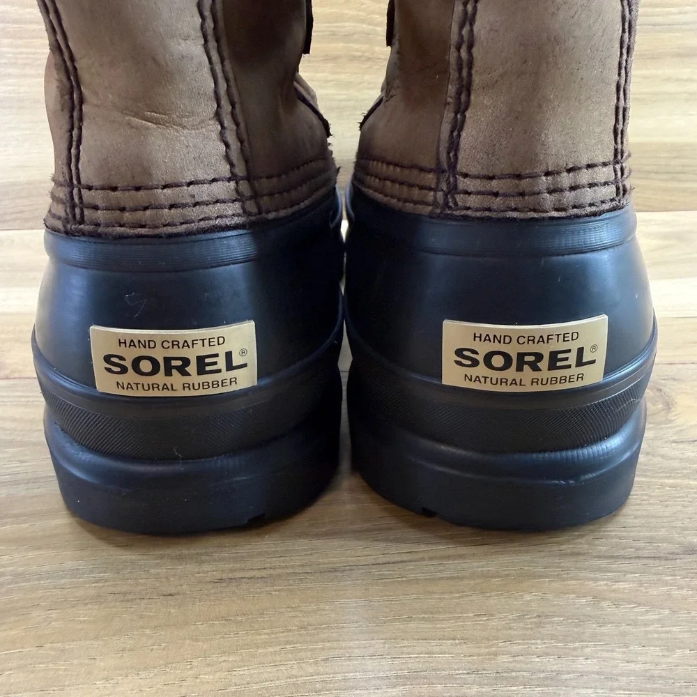 SOREL Caribou Brown Nubuck Mens 8 Snow Winter Waterproof Insulated Faux Sherpa